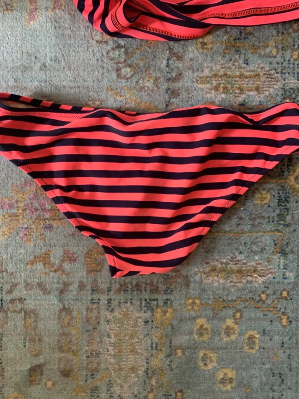 J. Crew Red & Navy Stripe Swimsuit Rashguard Top & Bikini Bottom